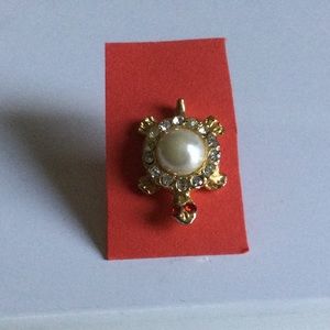 Turtle Pin With Pearl and Jewel Accents